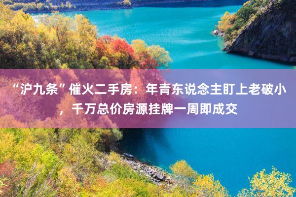 “沪九条”催火二手房：年青东说念主盯上老破小，千万总价房源挂牌一周即成交