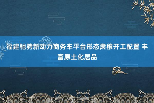 福建驰骋新动力商务车平台形态肃穆开工配置 丰富原土化居品