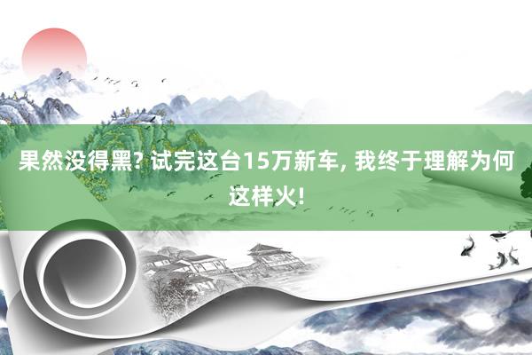 果然没得黑? 试完这台15万新车, 我终于理解为何这样火!