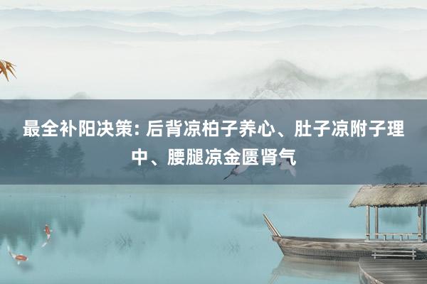 最全补阳决策: 后背凉柏子养心、肚子凉附子理中、腰腿凉金匮肾气