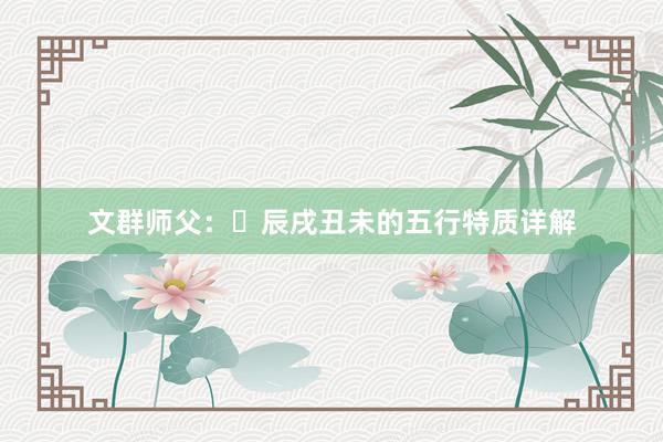 文群师父：​辰戌丑未的五行特质详解