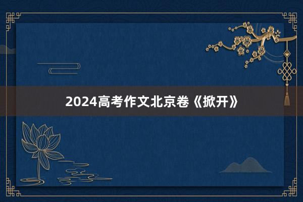 2024高考作文北京卷《掀开》